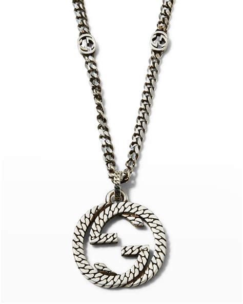 men gucci necklace free shipping|Gucci silver interlocking necklace.